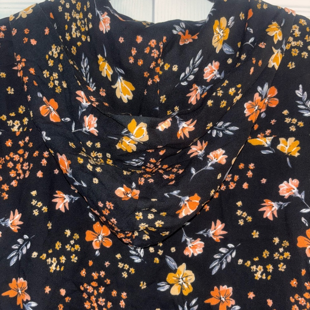 😍 Saltwater LUXE Navy and Orange Bomber Jacket with Vintage Floral Design - Picture 8 of 10